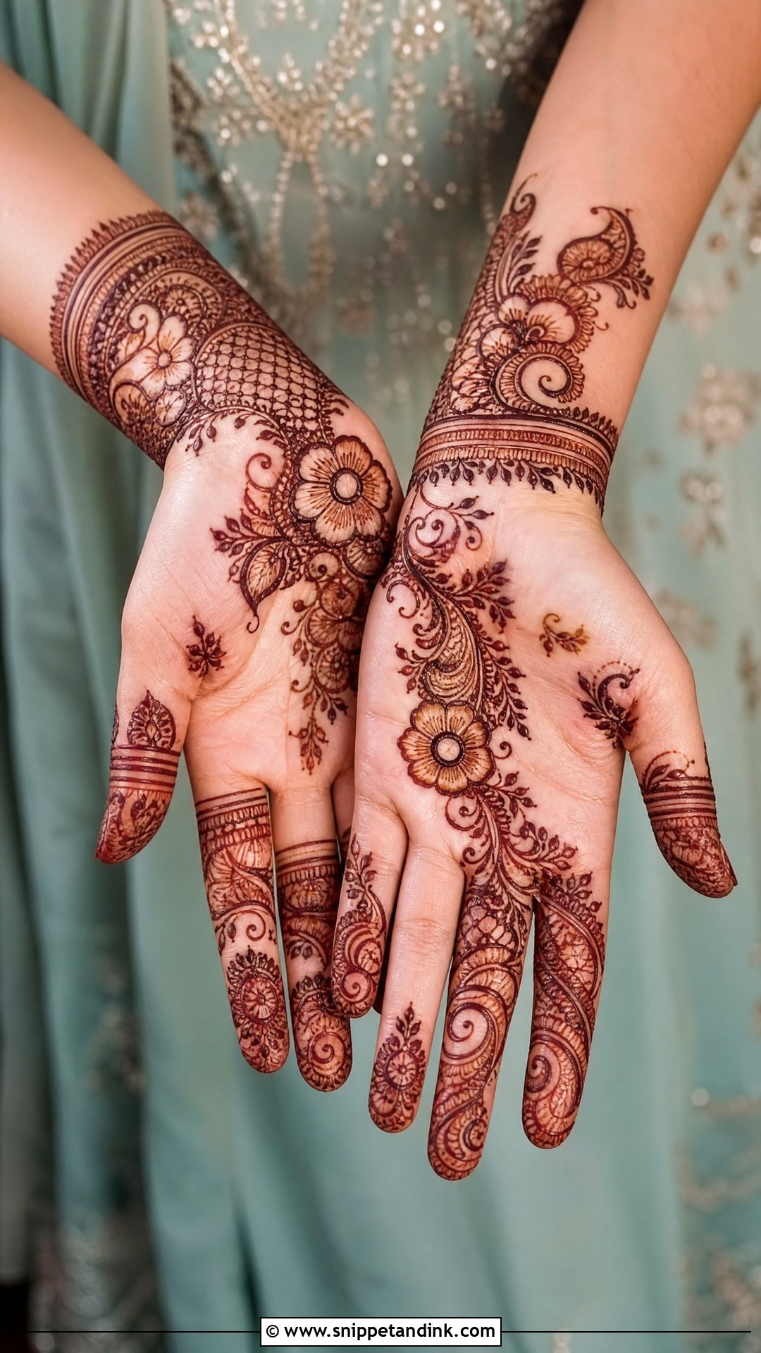 Front Hand Indo Arabic Mehndi Design - Snippet and Ink - 30 Easy Front Hand Mehndi Designs