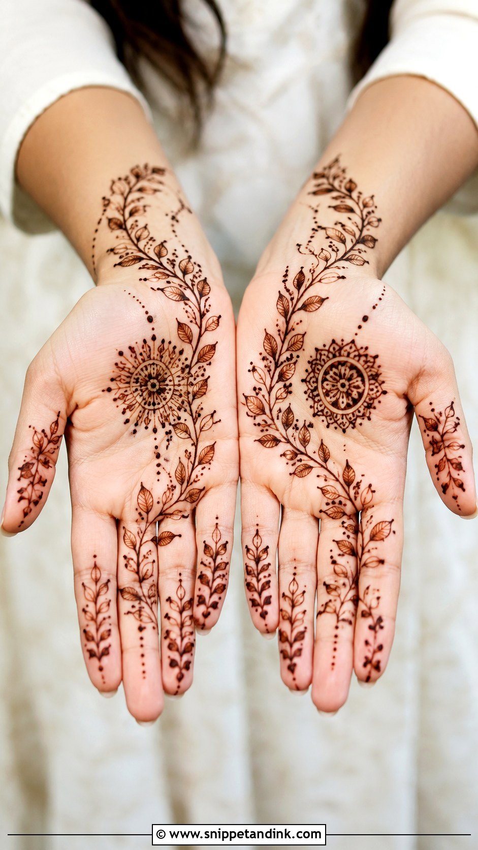 Front Hand Leaf Mehndi Design - Snippet and Ink - 35 Front Hand Mehndi Designs