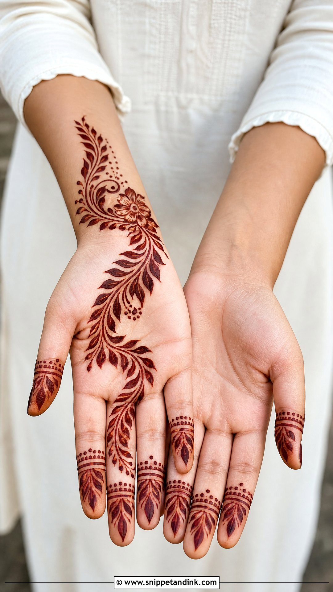 Front Hand Leaf Mehndi Design - Snippet and Ink - 30 Easy Front Hand Mehndi Designs