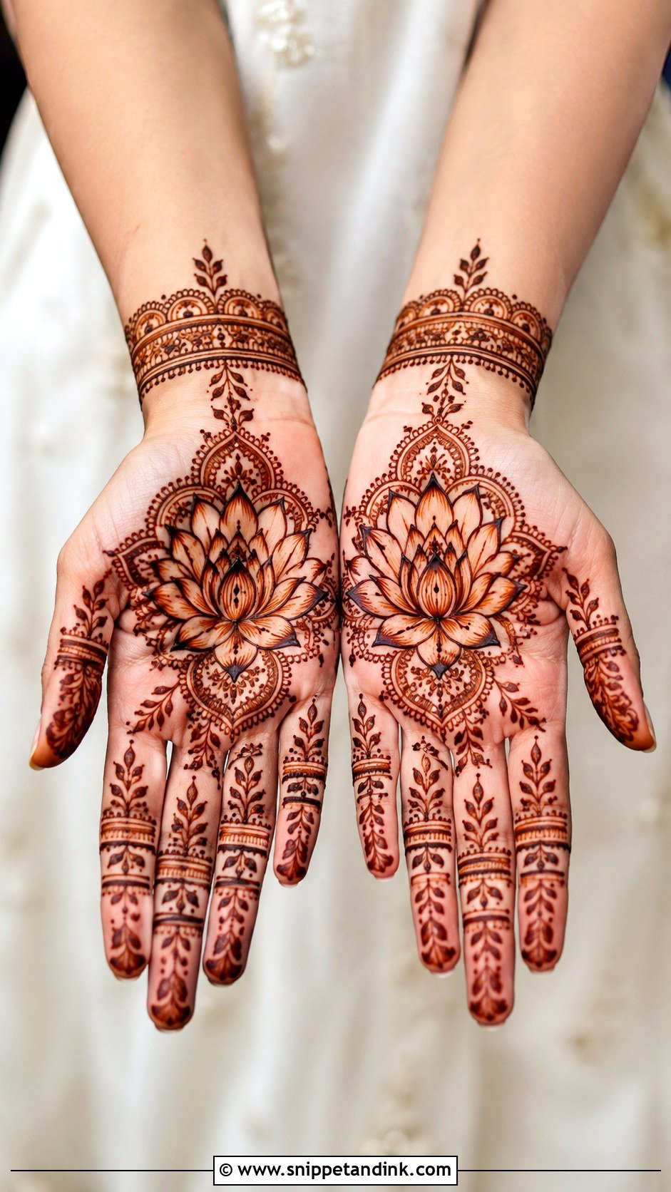 Front Hand Lotus Mehndi Design - Snippet and Ink - 35 Front Hand Mehndi Designs