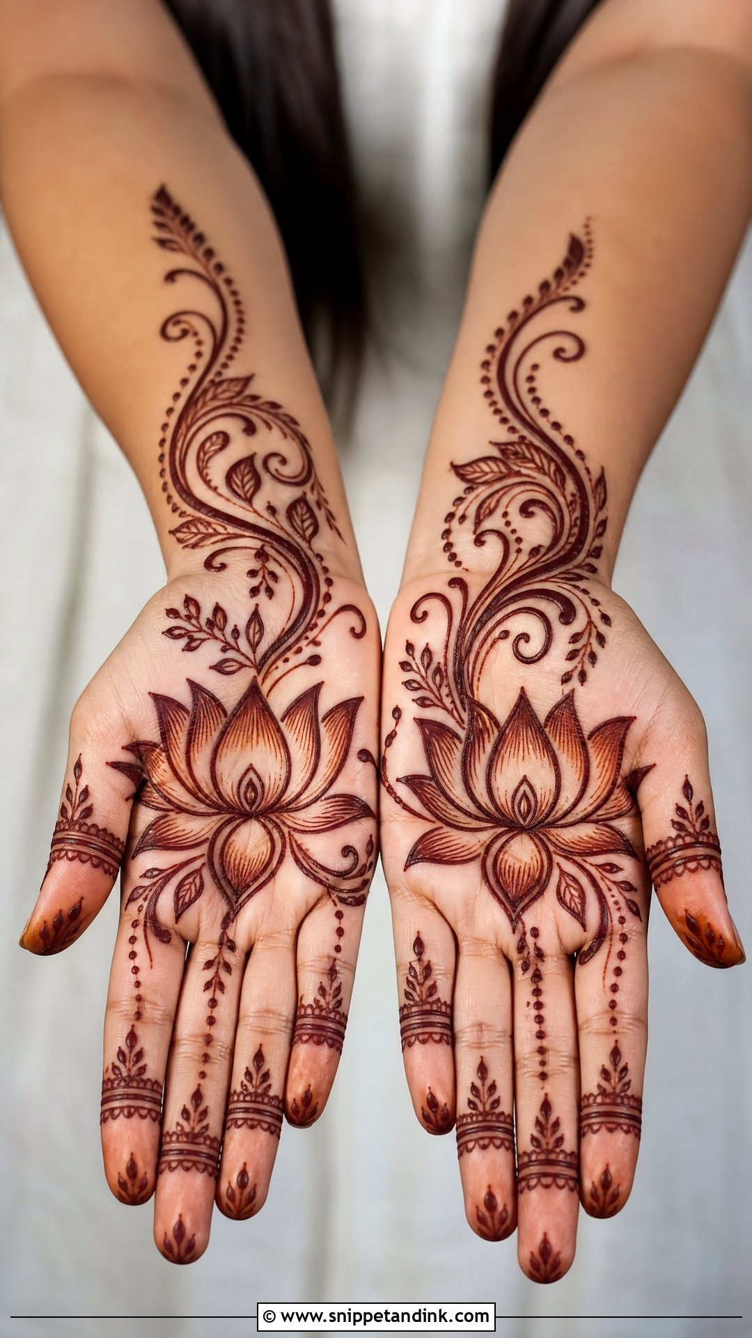 Front Hand Lotus Mehndi Design - Snippet and Ink - 30 Easy Front Hand Mehndi Designs
