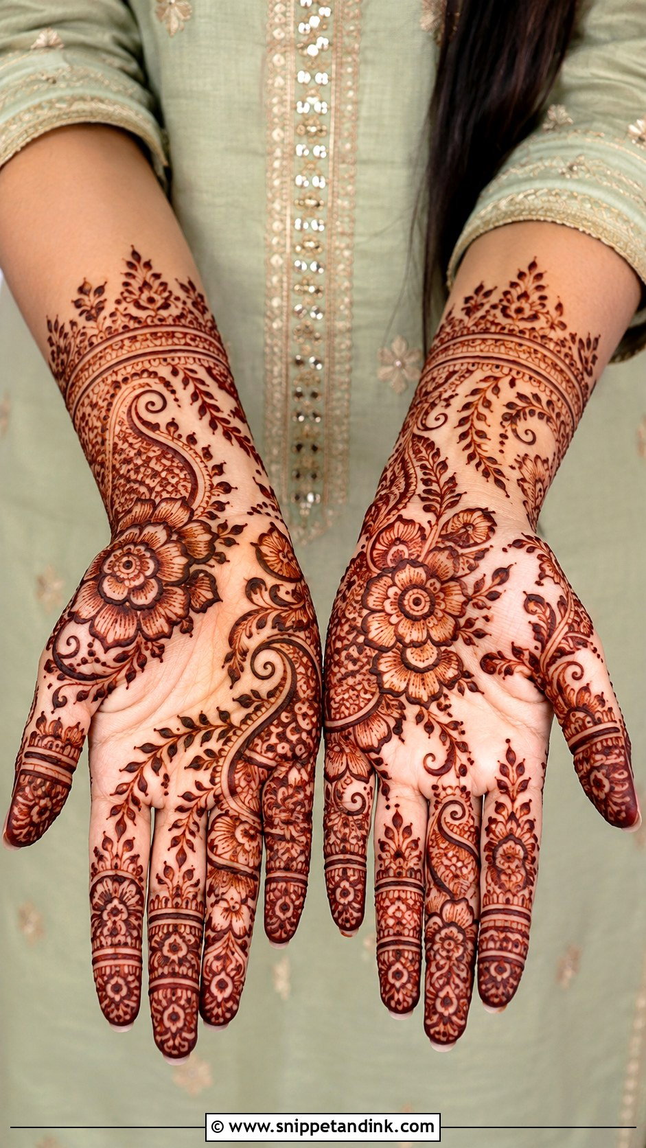 Front Hand Mehndi Design For Bridesmaid - Snippet and Ink - 35 Front Mehndi Designs