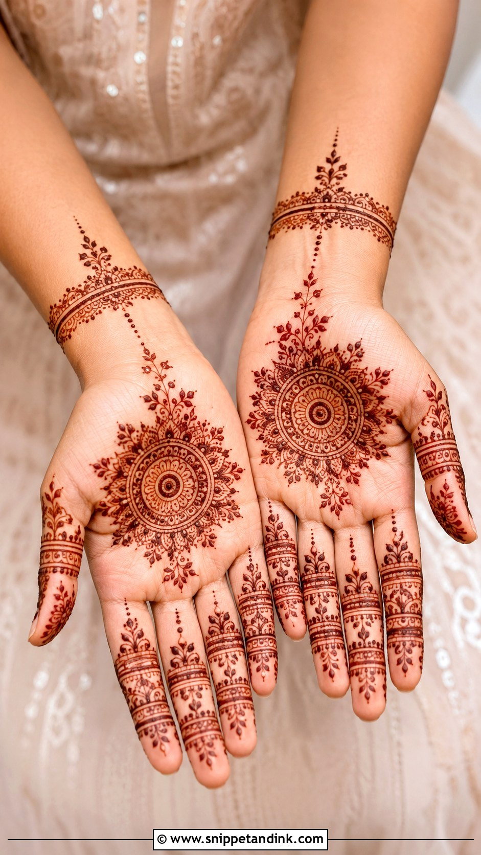 Front Hand Mehndi Design For Engagement - Snippet and Ink - 35 Front Mehndi Designs