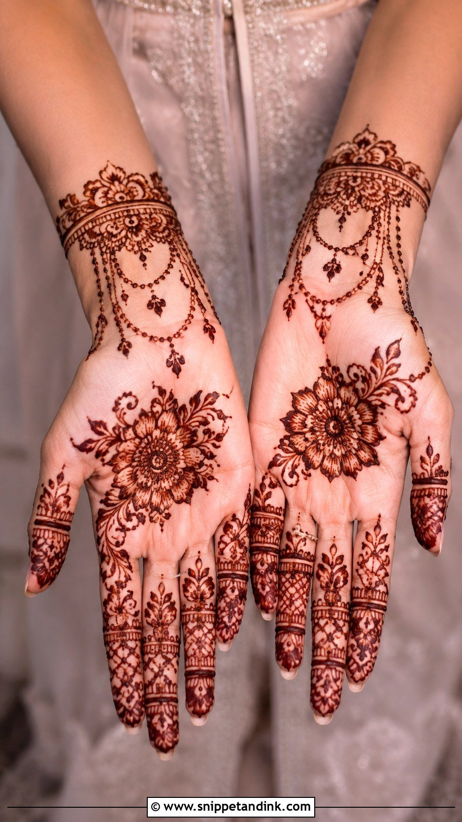Front Hand Mehndi Design With Bracelet - Snippet and Ink - 35 Front Mehndi Designs