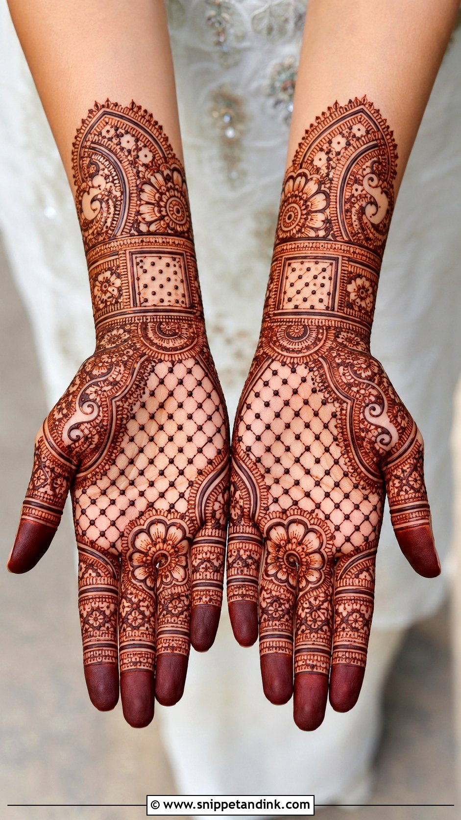 Front Hand Mehndi Design With Jaali - Snippet and Ink - 35 Front Mehndi Designs
