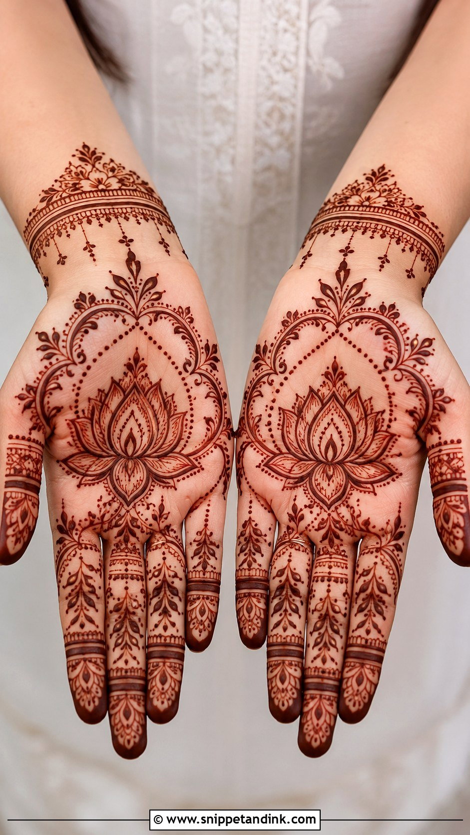 Front Hand Mehndi Design With Lotus - Snippet and Ink - 35 Front Mehndi Design Ideas