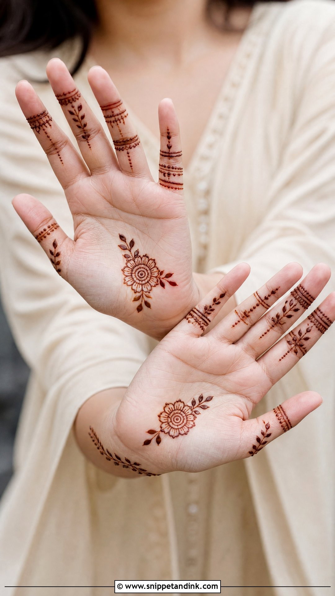 Front Hand Minimal Mehndi Design - Snippet and Ink - 30 Easy Front Hand Mehndi Designs