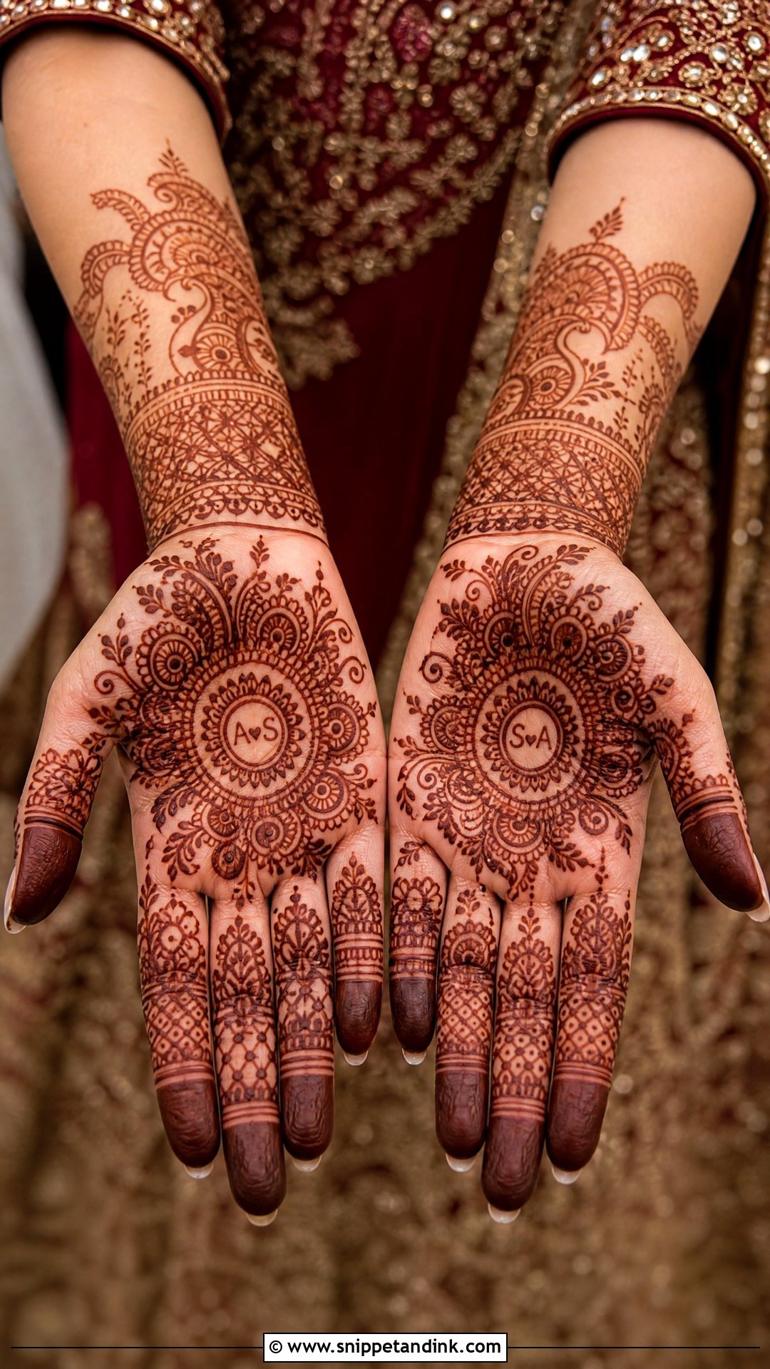 Front Hand Muslim Bridal Mehndi Design - Snippet and Ink - 20 Muslim Bridal Mehndi Designs