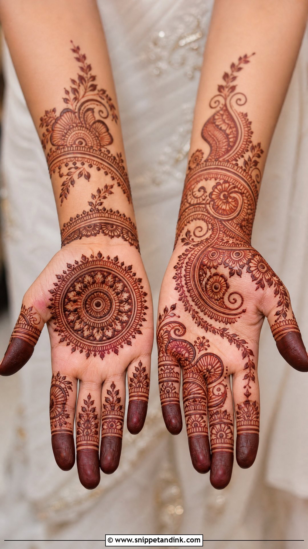 Front Hand Nikkah Mehndi Design - Snippet and Ink - 30 Nikkah Mehndi Designs