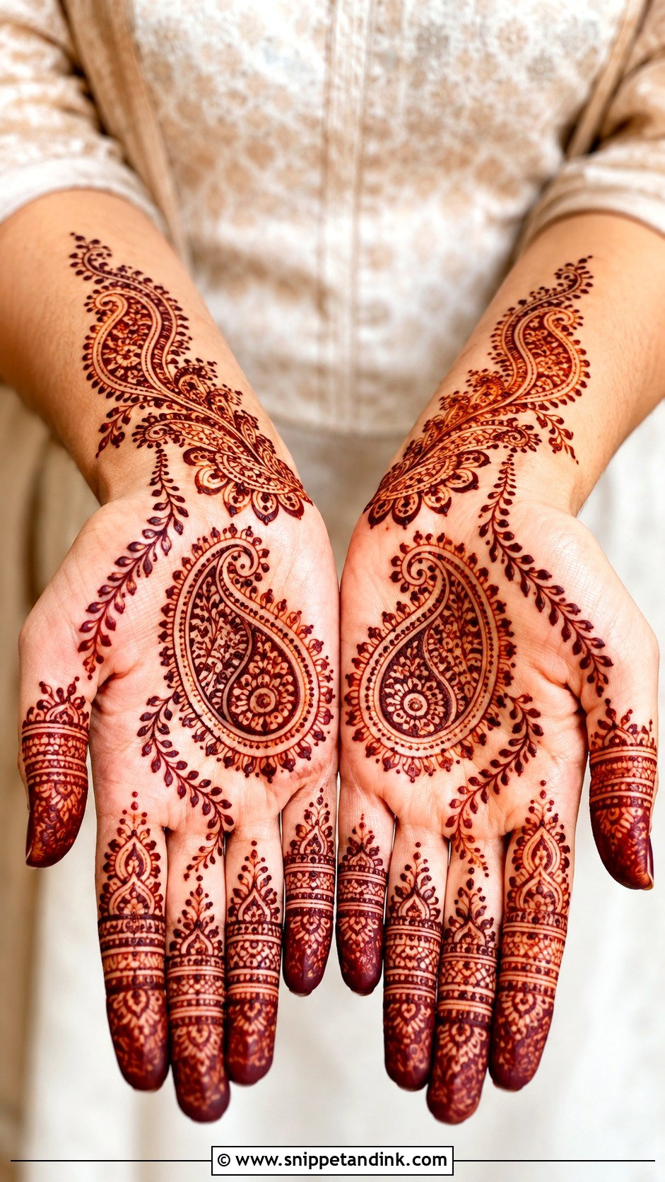 Front Hand Paisley Mehndi Design - Snippet and Ink - 35 Front Hand Mehndi Designs