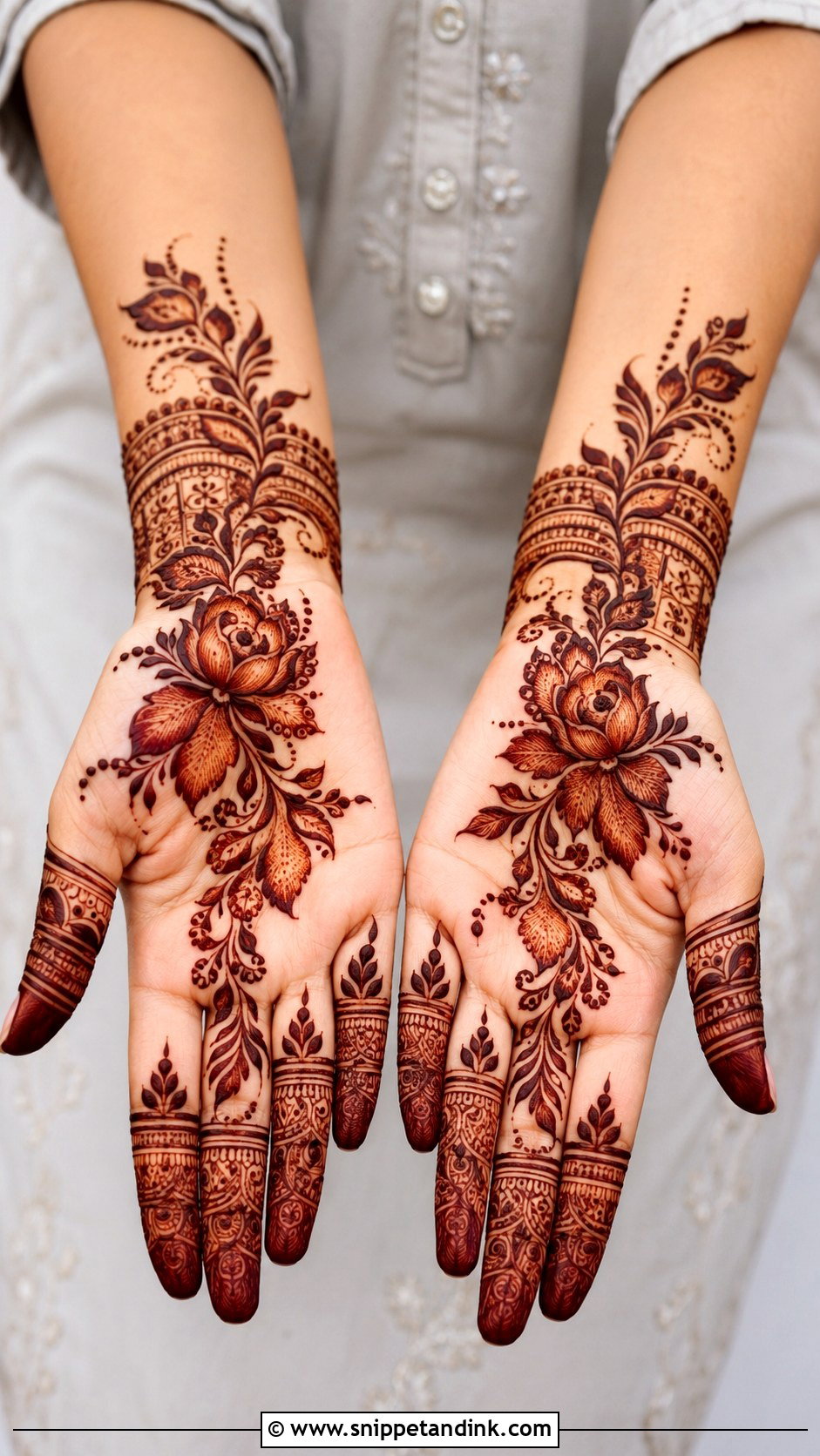 Front Hand Party Mehndi Design - Snippet and Ink - 35 Front Hand Mehndi Designs