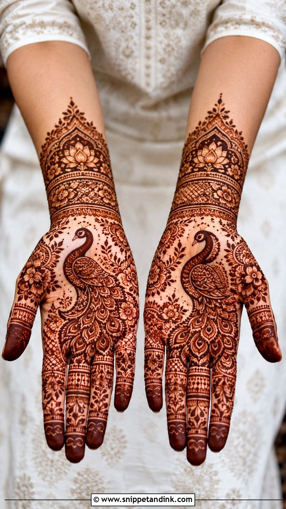 Front Hand Peacock Mehndi Design - Snippet and Ink - 35 Front Hand Mehndi Designs