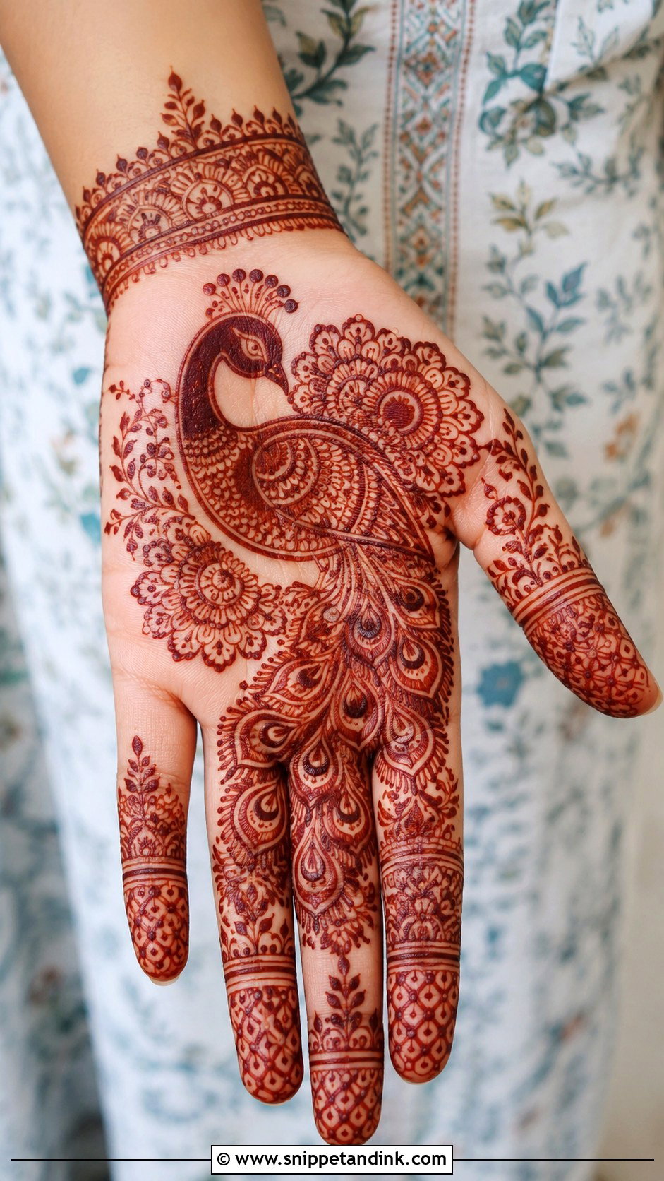 Front Hand Peacock Mehndi Design - Snippet and Ink - 35 Peacock Mehndi Designs