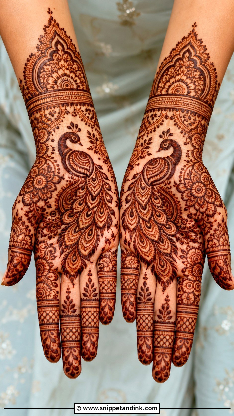Front Hand Peacock Mehndi Design - Snippet and Ink - 35 Stylish Front Hand Mehndi Designs