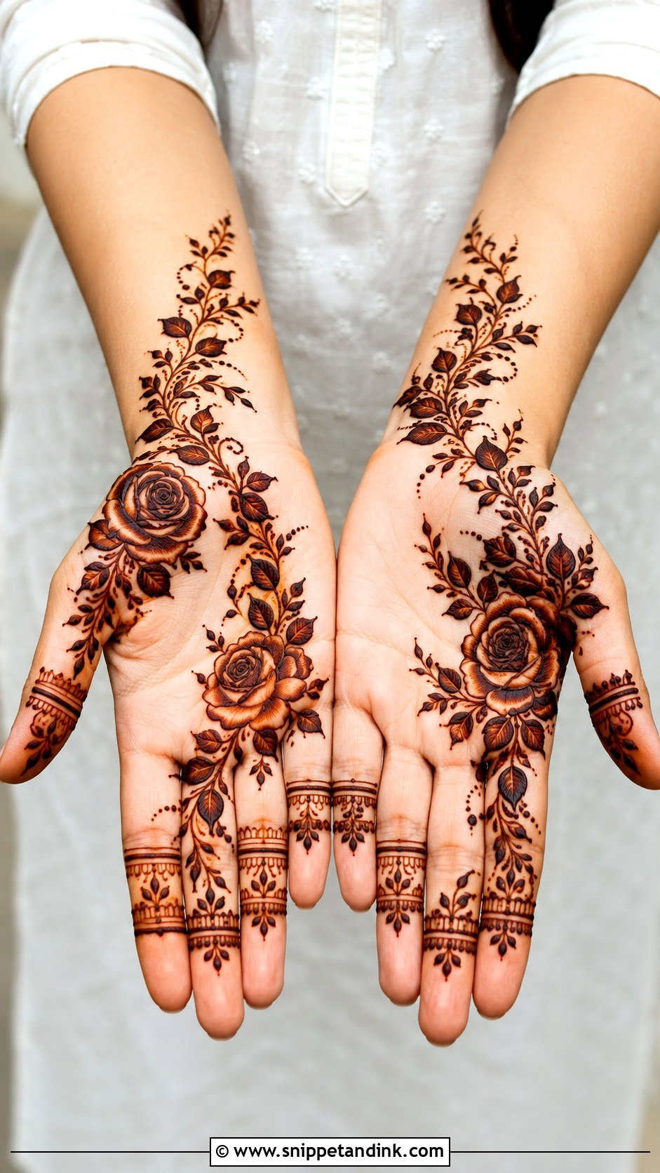 Front Hand Rose Mehndi Design - Snippet and Ink - 35 Front Hand Mehndi Designs