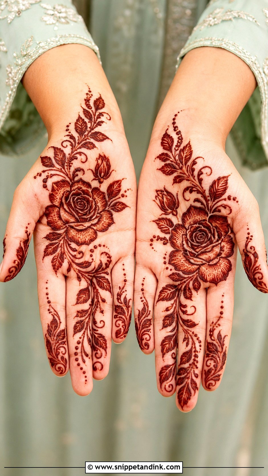 Front Hand Rose Mehndi Design - Snippet and Ink - 35 Modern Front Hand Mehndi Designs