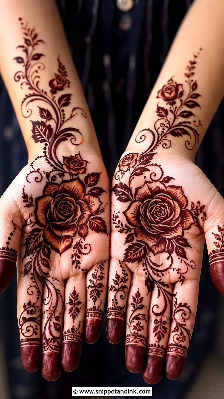 Front Hand Rose Mehndi Design - Snippet and Ink - 35 Stylish Front Hand Mehndi Designs