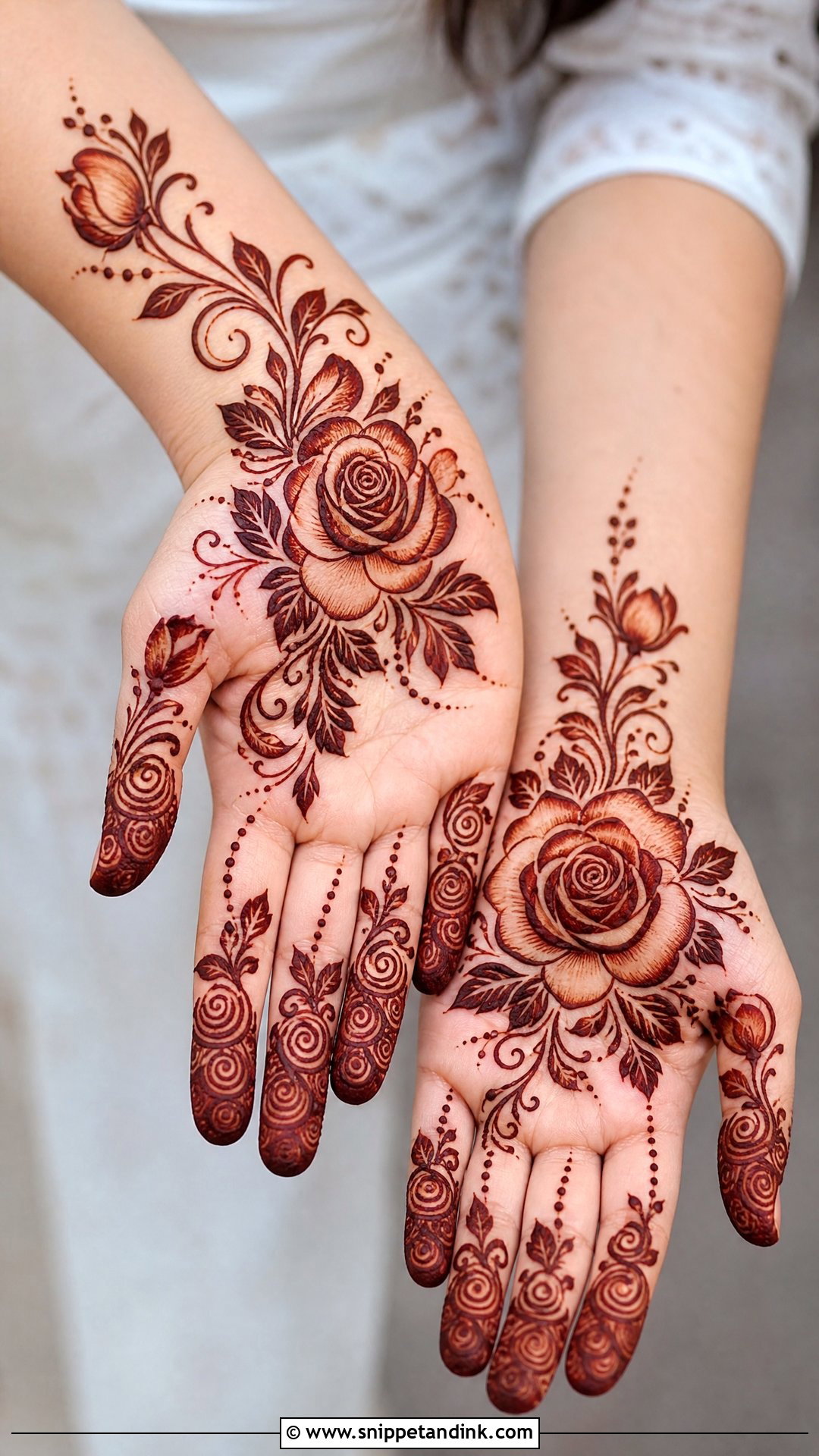 Front Hand Rose Mehndi Design - Snippet and Ink - 30 Easy Front Hand Mehndi Designs