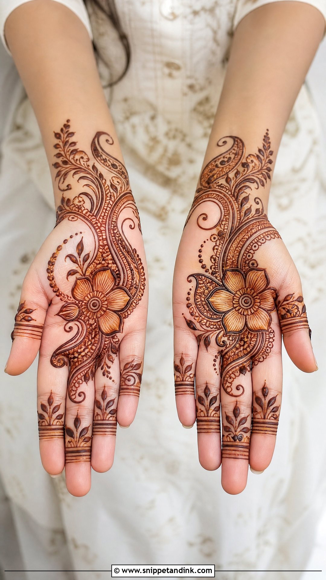 Front Hand Shaded Mehndi Design - Snippet and Ink - 30 Easy Front Hand Mehndi Designs