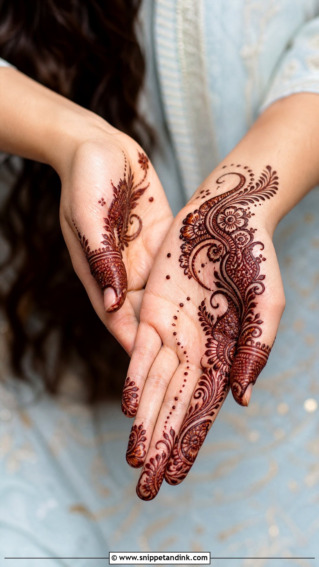 Front Hand Thumb Side Mehndi Design - Snippet and Ink - 30 Easy Front Hand Mehndi Designs