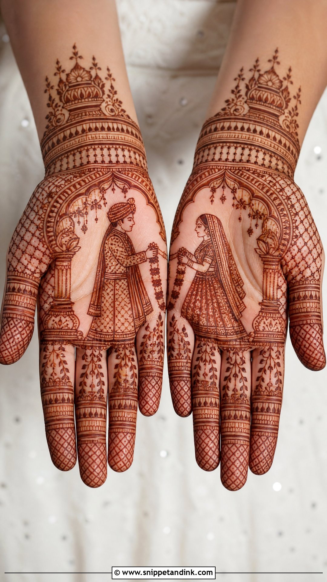 Front Hand Varmala Mehndi Design - Snippet and Ink - 20 Varmala Mehndi Design Ideas