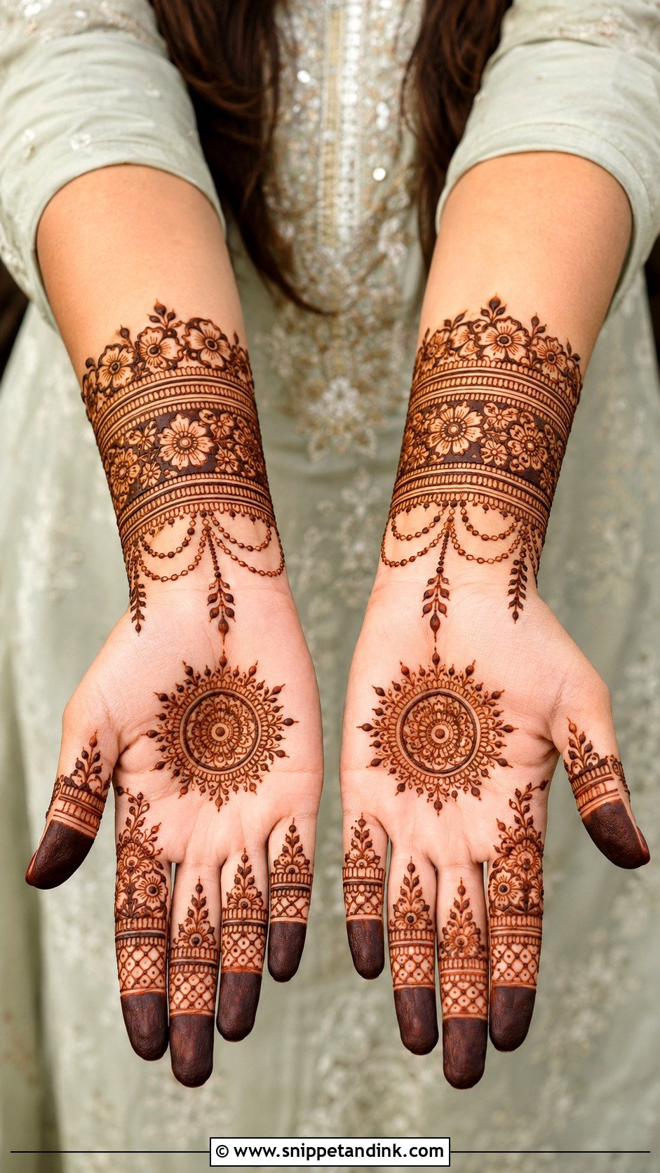 Front Hand Wrist Mehndi Design - Snippet and Ink - 35 Front Hand Mehndi Designs