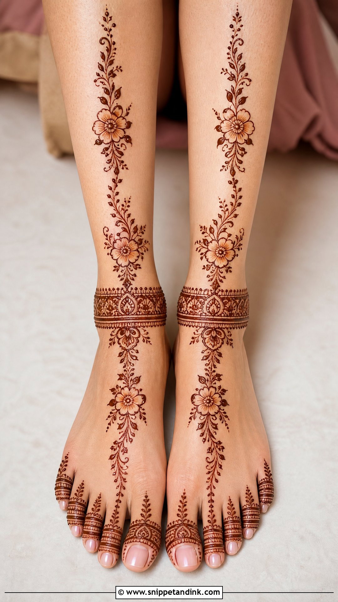 Front Leg Bridal Mehndi Design - Snippet and Ink - 20 Simple Indian Bridal Mehndi Leg Mehendi Design Ideas