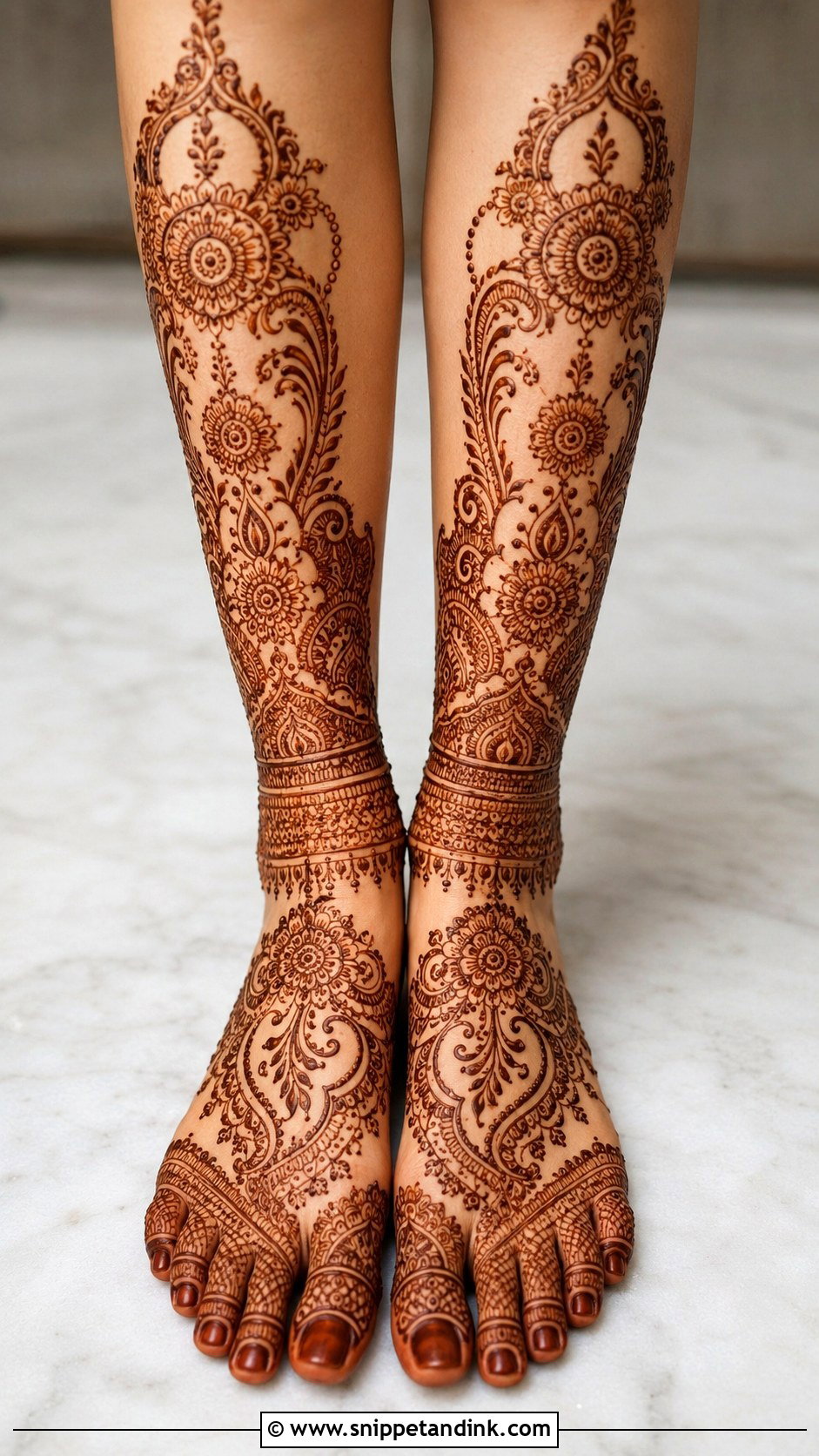 Front Leg Mehndi Design - Snippet and Ink - 35 Leg Mehndi Design Ideas