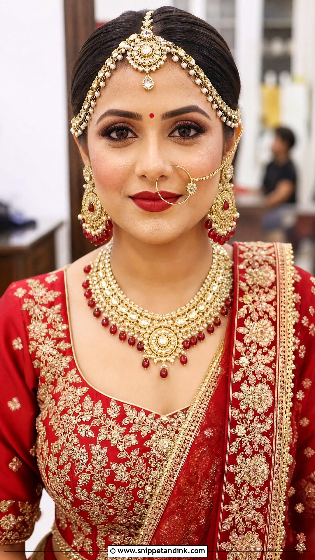 Front Look Bridal Juda With Matha Patti - Snippet and Ink - 15 Front Look Bridal Juda Hairstyles
