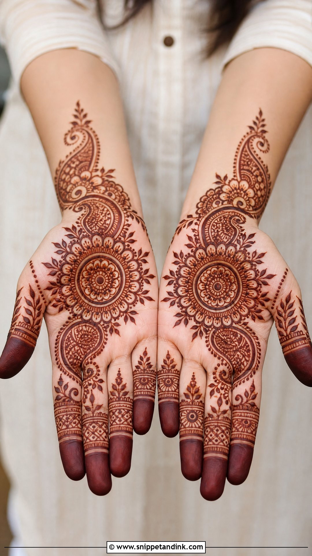 Front Palm Mehndi Design - Snippet and Ink - 30 Unique Palms Mehndi Designs