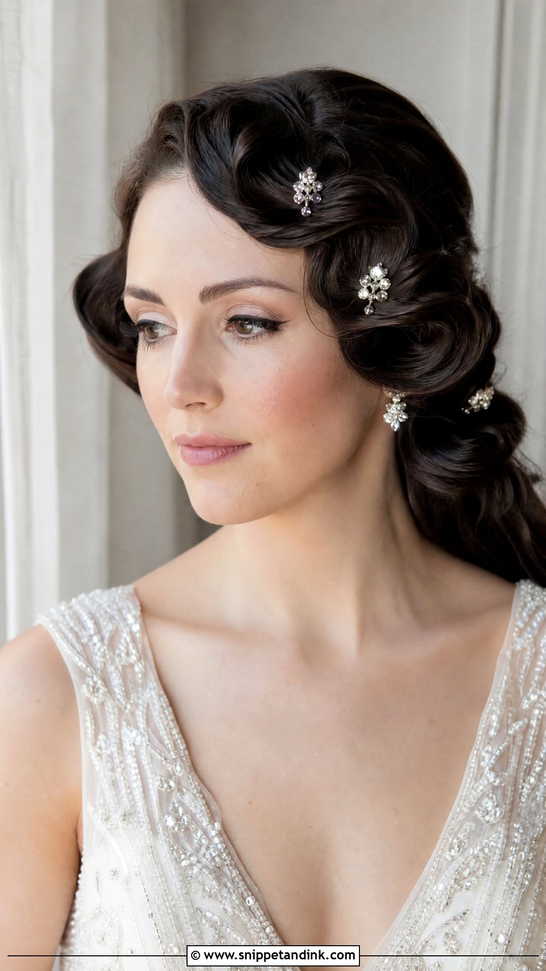 Front Pinned Curls for Wedding - Snippet and Ink - 25 Front Hairstyle for Wedding Ideas