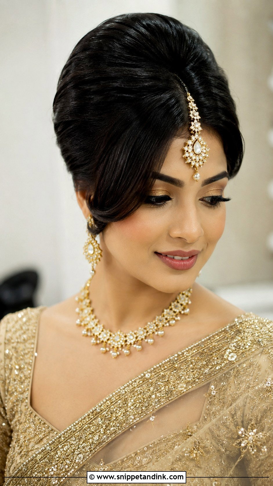 Front Pouf With Matha Patti - Snippet and Ink - 25 Indian Front Hair Styles for Wedding