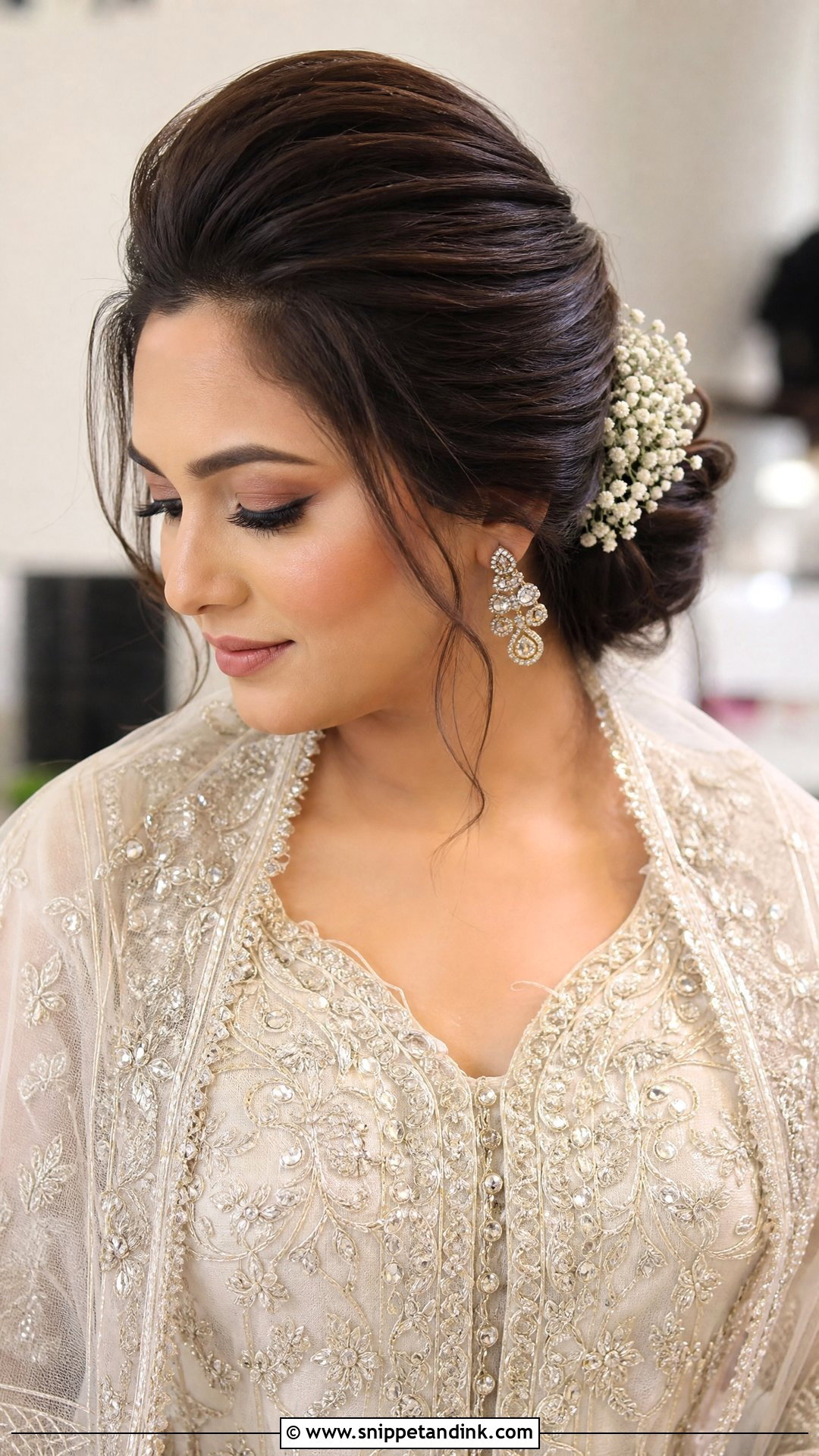 Front Puff Bridal Bun Wedding Hairstyle - Snippet and Ink - 15 Front Hairdo Wedding Hairstyles
