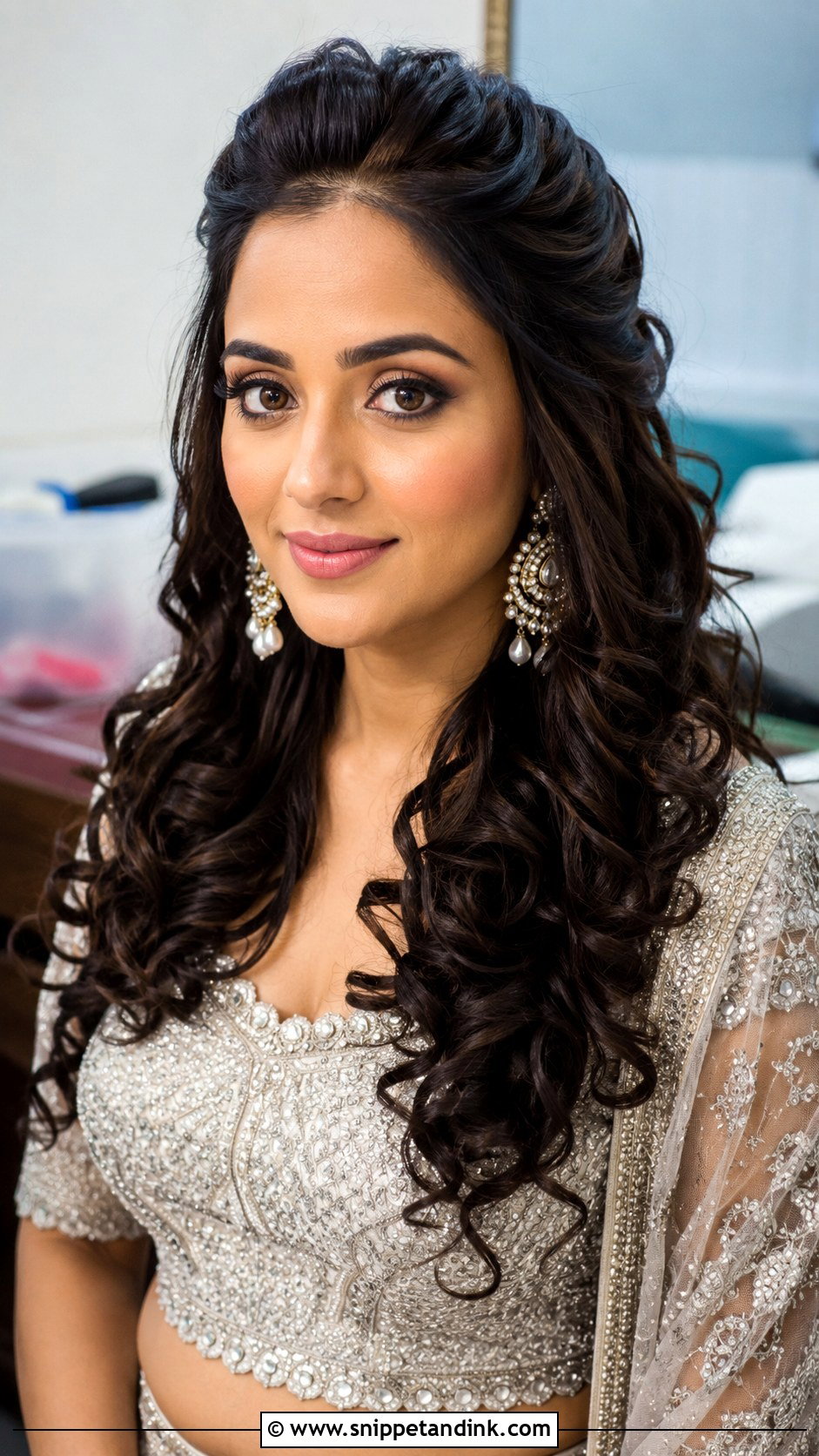 Front Puff Curls Hairstyle For Indian Wedding - Snippet and Ink - 20 Curls Hairstyles Indian Wedding