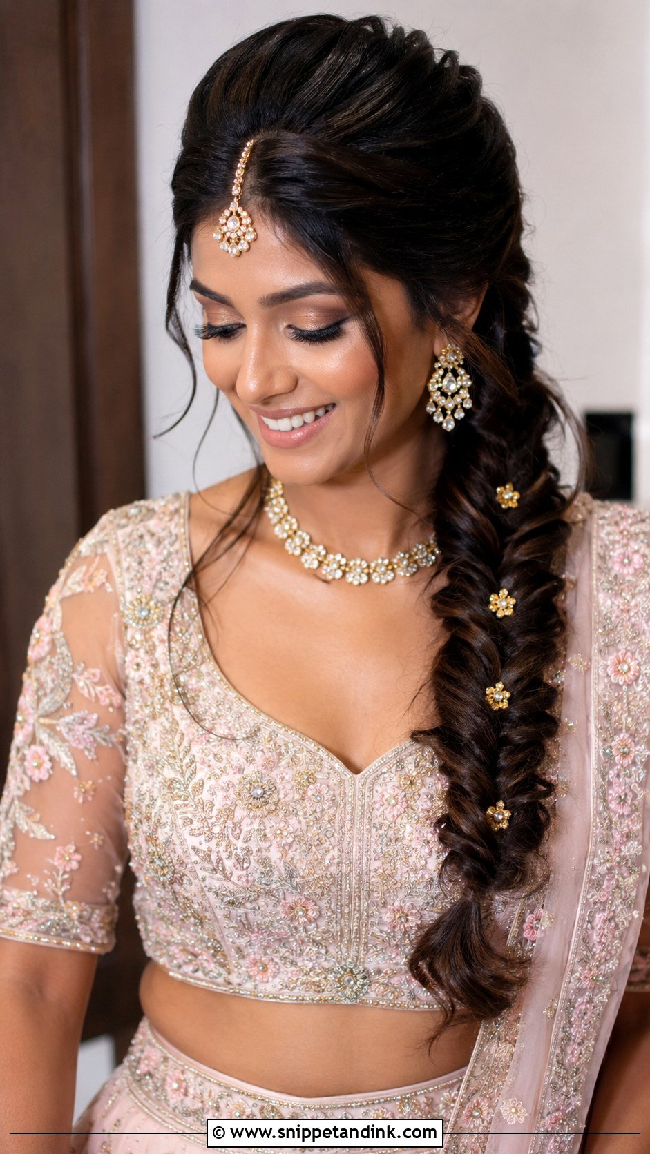 Front Puff Fishtail Braid For Indian Bride - Snippet and Ink - 20 Indian Wedding Fish Braid Hairstyles