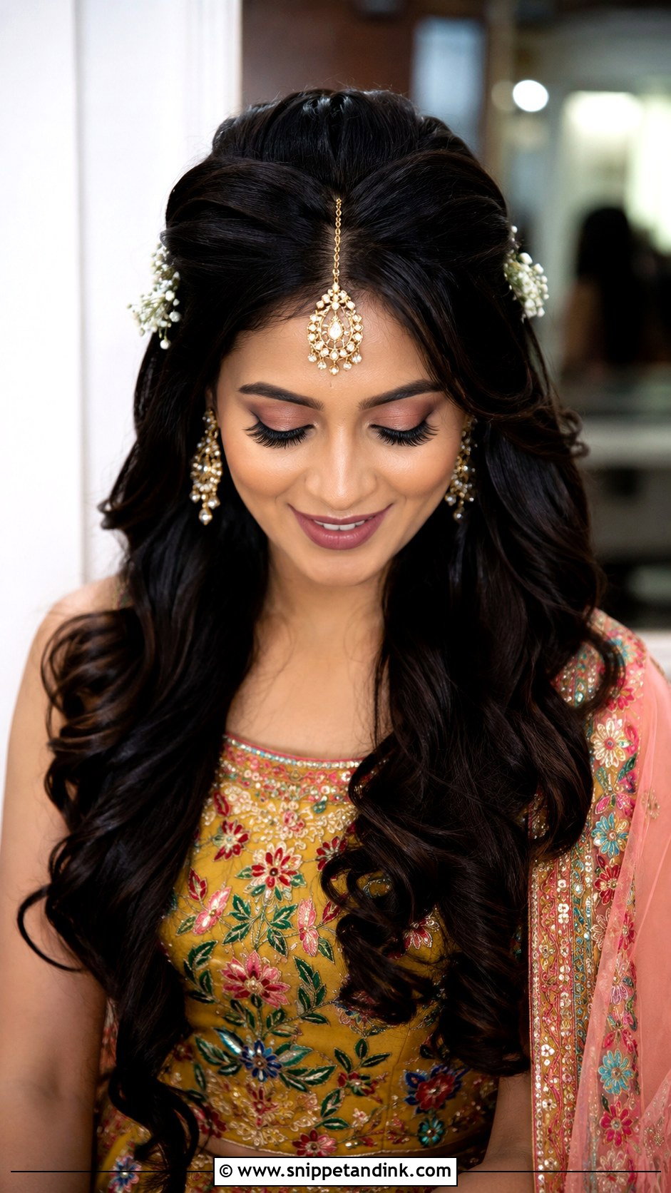 Front Puff Hairstyle For Mehndi - Snippet and Ink - 20 Mehndi Event Hairstyles