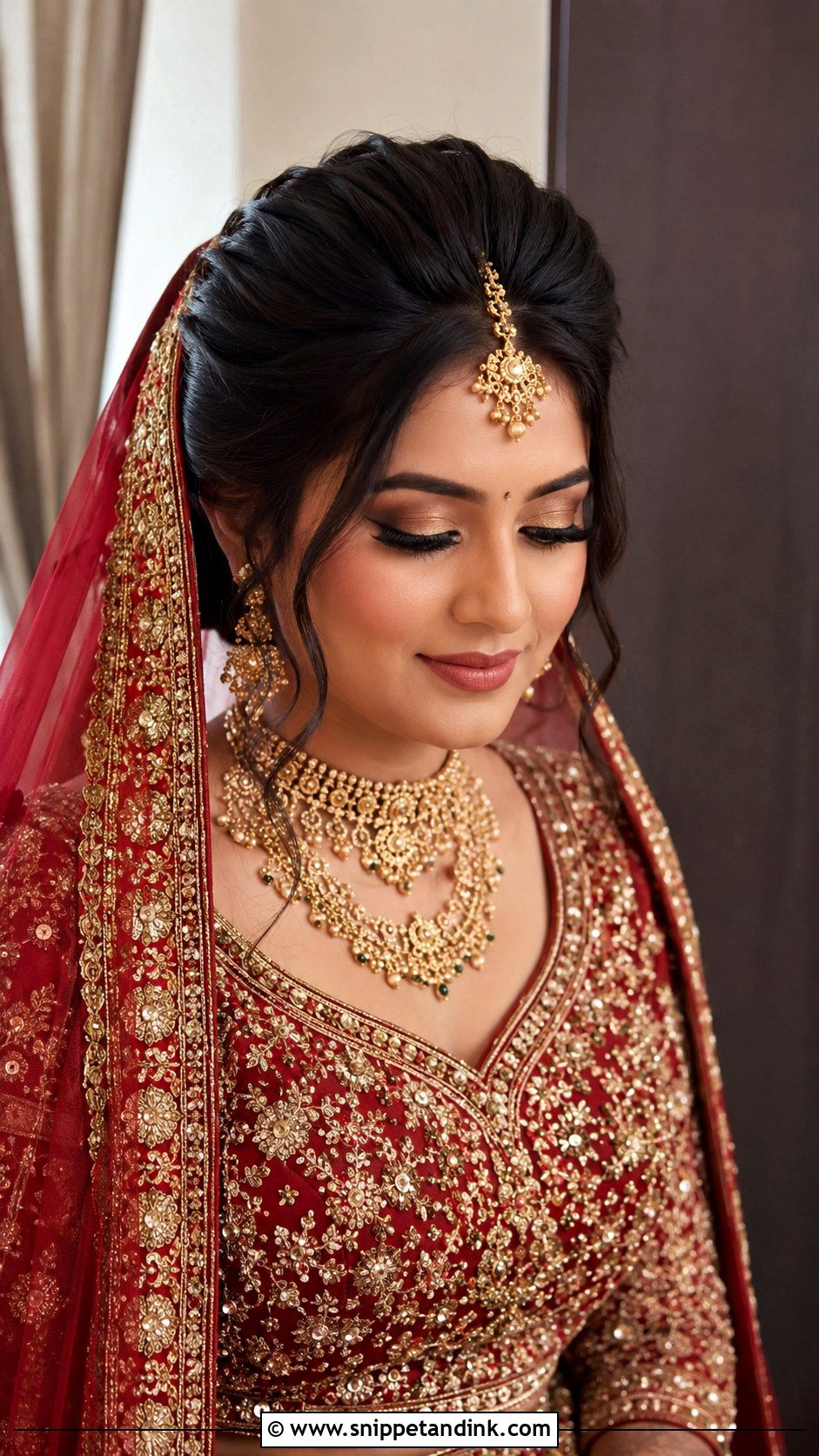 Front Puff With Bun for Indian Bride - Snippet and Ink - 25 Indian Bridal Front Hairstyles
