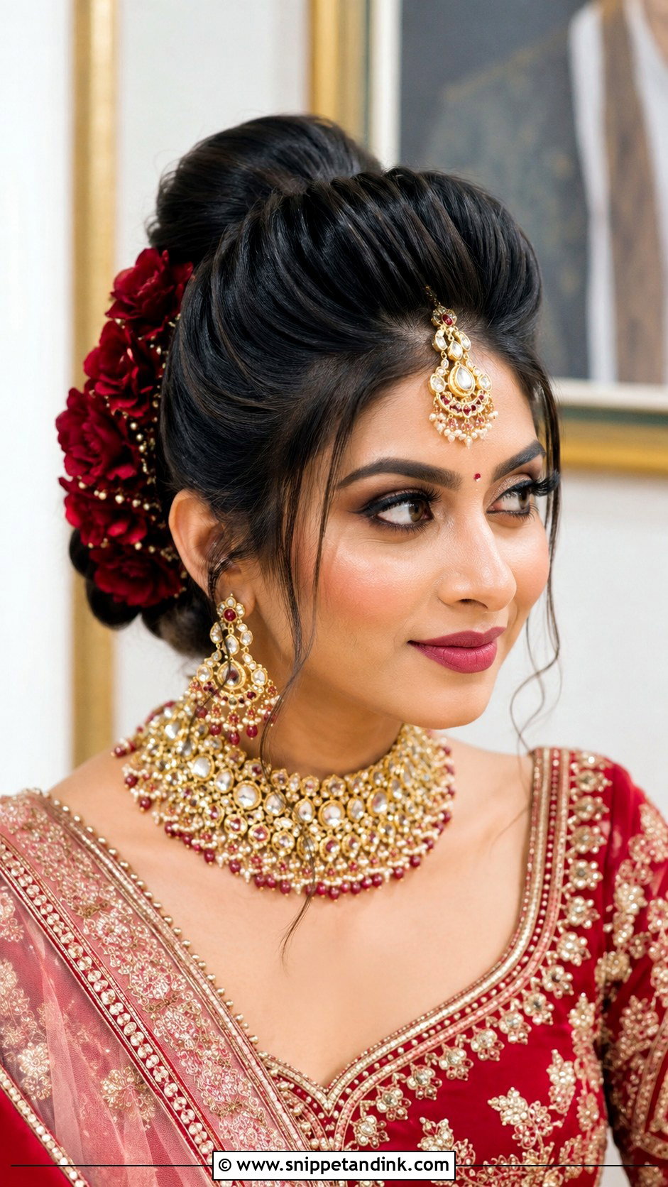 Front Puff With High Bun - Snippet and Ink - 25 Indian Front Hair Styles for Wedding