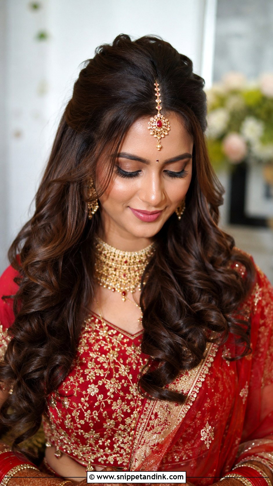 Front Puff With Loose Curls - Snippet and Ink - 30 Indian Wedding Front Hairstyles