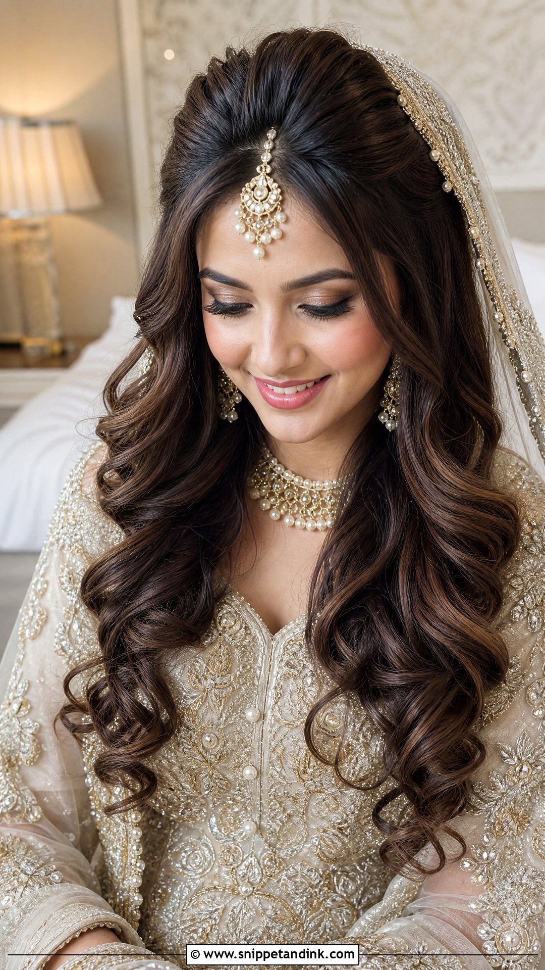 Front Puff With Open Curls - Snippet and Ink - 20 Walima Bridal Hairstyle Ideas