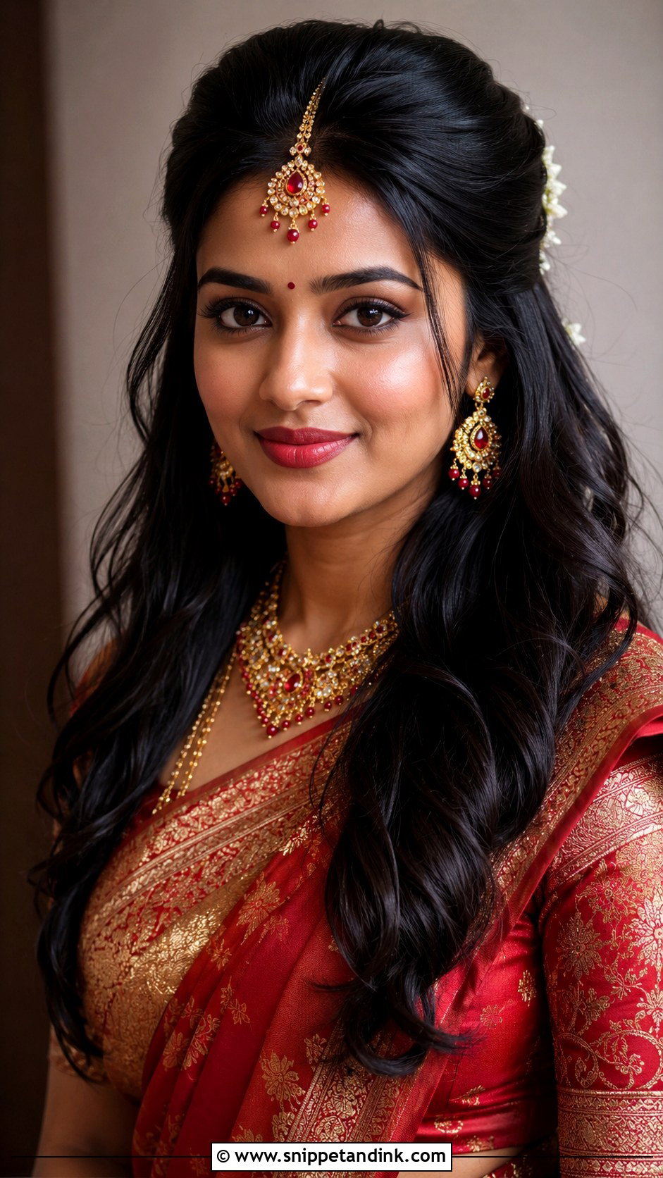 Front Puff With Open Hair - Snippet and Ink - 20 Indian Bridal Hair Ideas