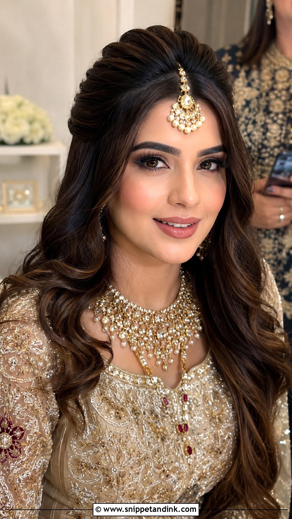 Front Puff With Open Hair - Snippet and Ink - 20 Pakistani Bridal Hairstyles