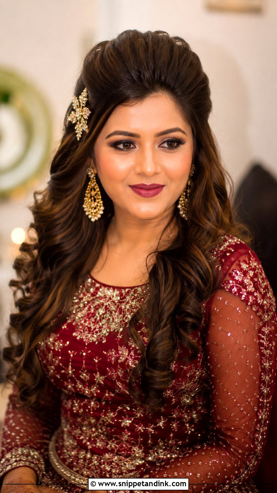 Front Puff With Side Curls - Snippet and Ink - 25 Indian Bridal Front Hairstyles