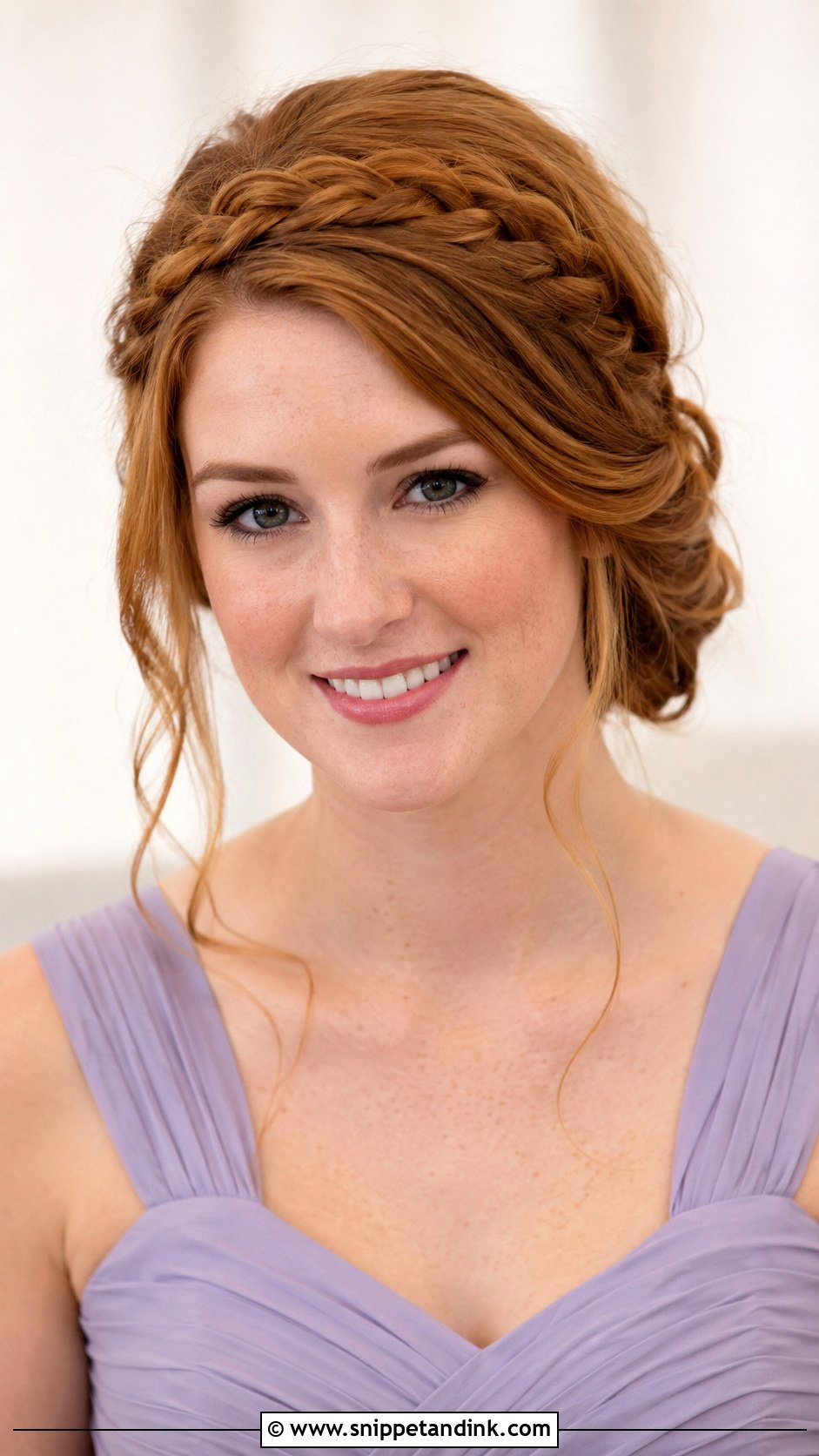 Front View Bridesmaid Braided Crown - Snippet and Ink - 20 Bridesmaid Hairstyles Front View