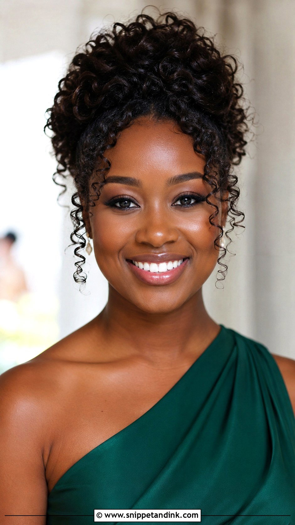 Front View Bridesmaid Curly Updo - Snippet and Ink - 20 Bridesmaid Hairstyles Front View