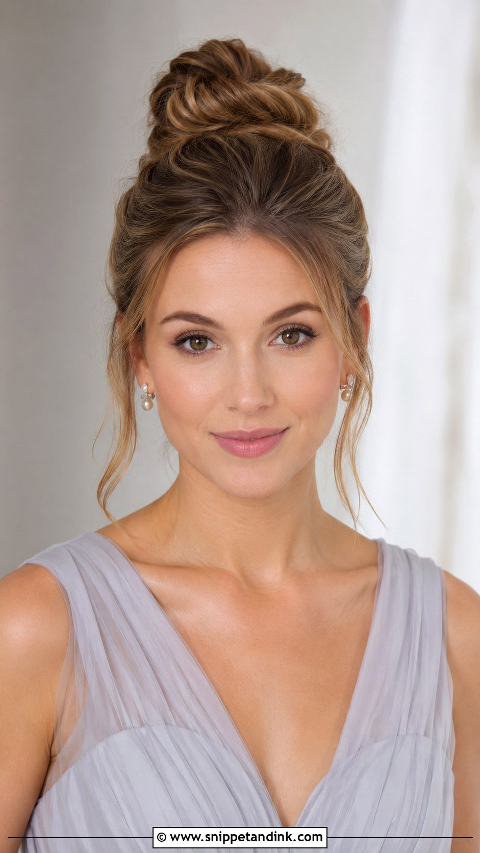 Front View Bridesmaid High Bun - Snippet and Ink - 20 Bridesmaid Hairstyles Front View