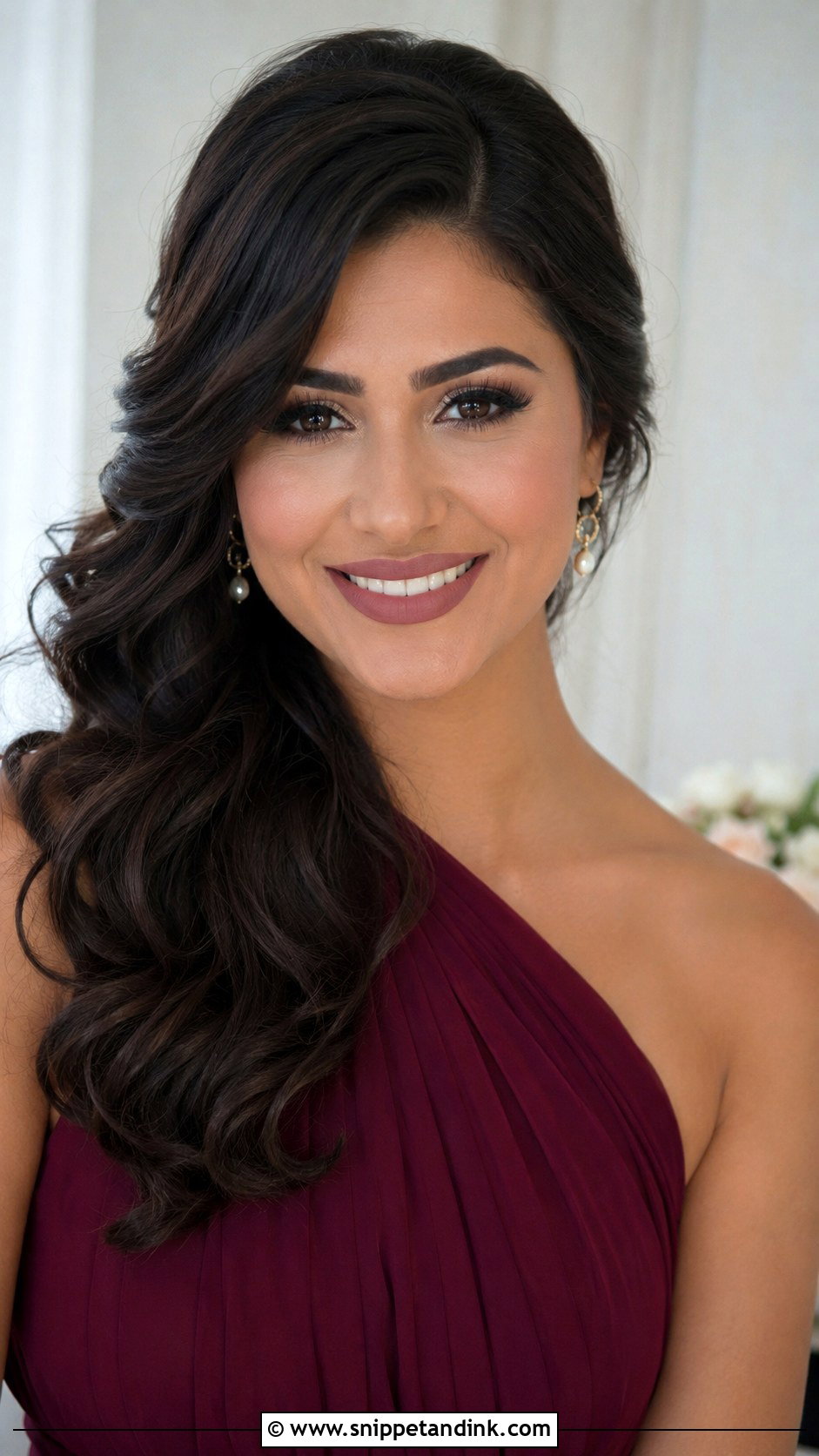 Front View Bridesmaid Side Swept Hair - Snippet and Ink - 20 Bridesmaid Hairstyles Front View