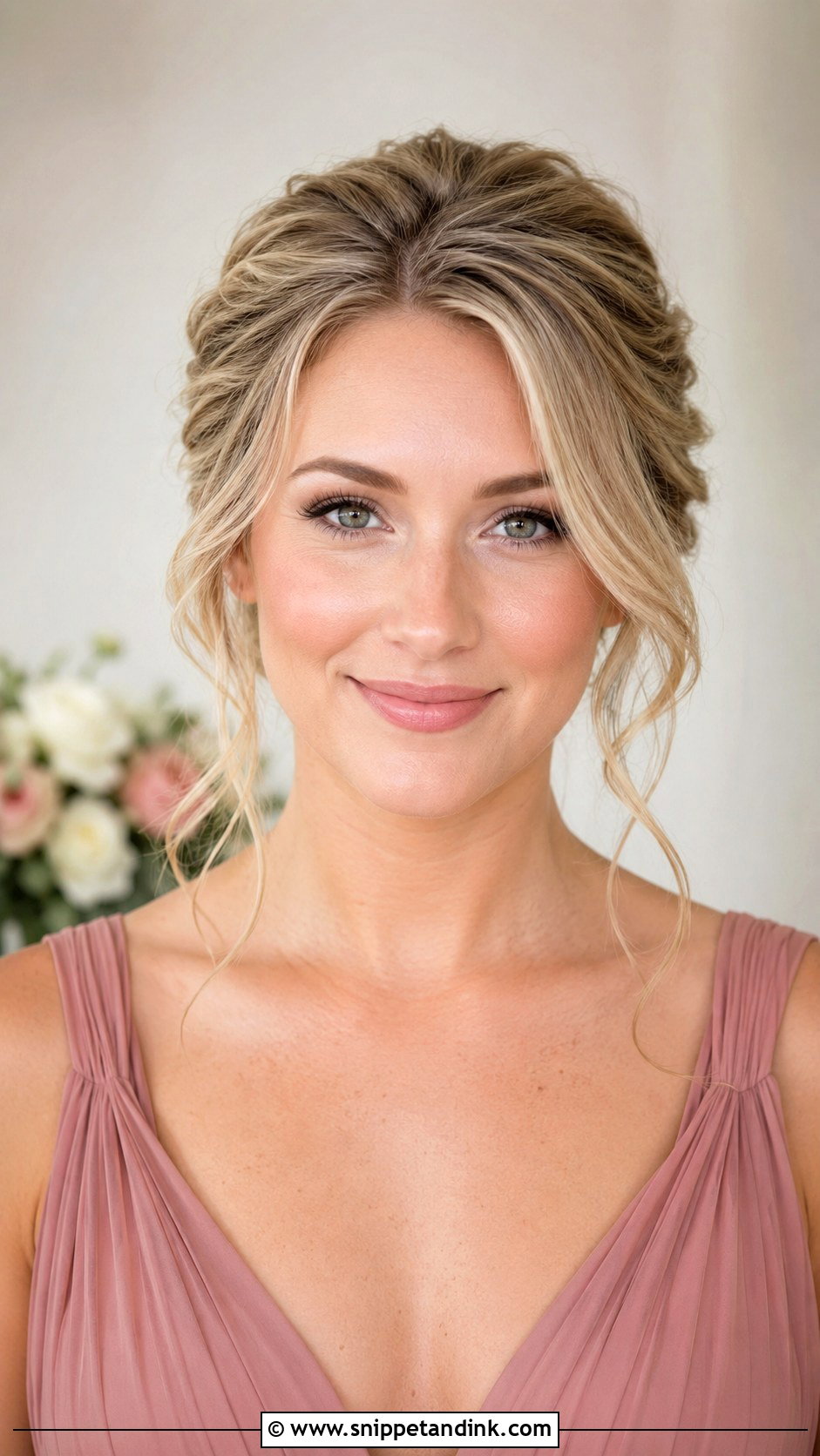 Front View Bridesmaid Textured Updo - Snippet and Ink - 20 Bridesmaid Hairstyles Front View