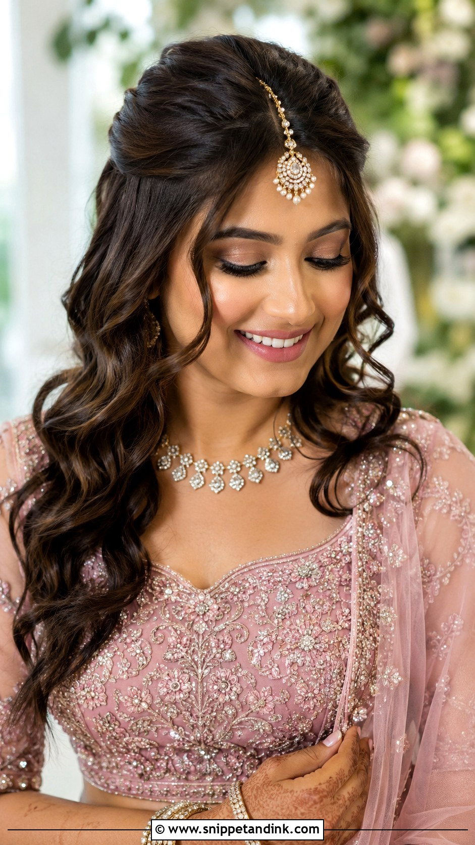 Front Waves With Maang Tikka - Snippet and Ink - 25 Indian Bridal Front Hairstyles