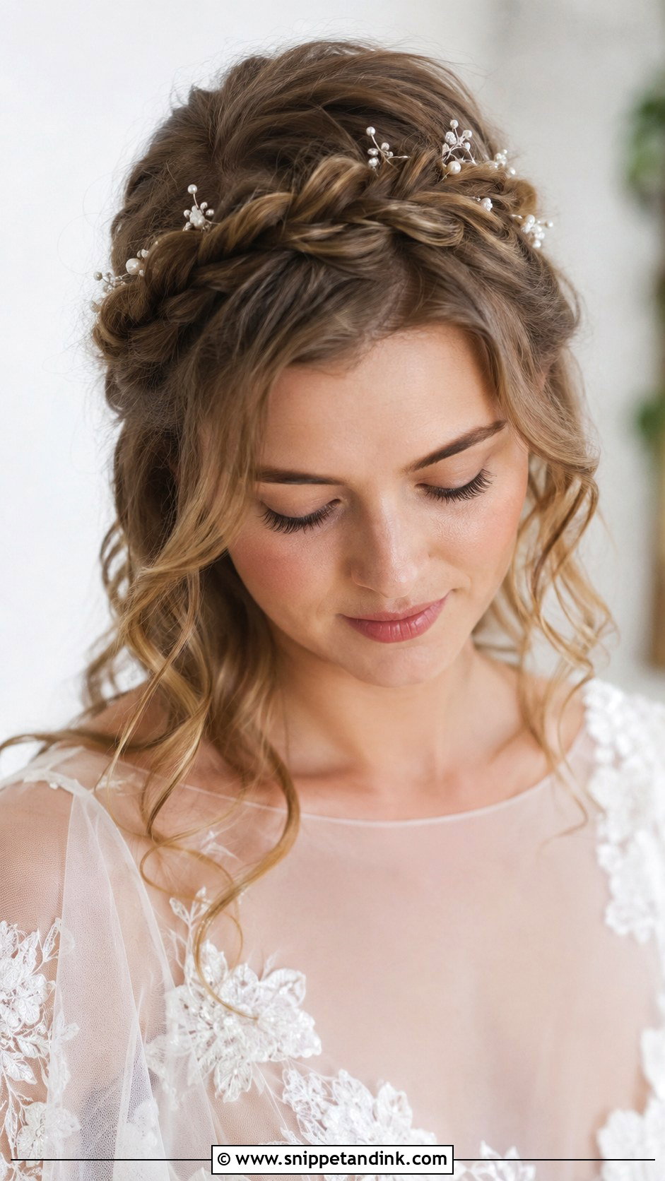 Front Wedding Hairstyle With Braided Crown - Snippet and Ink - 20 Front Wedding Hairstyles